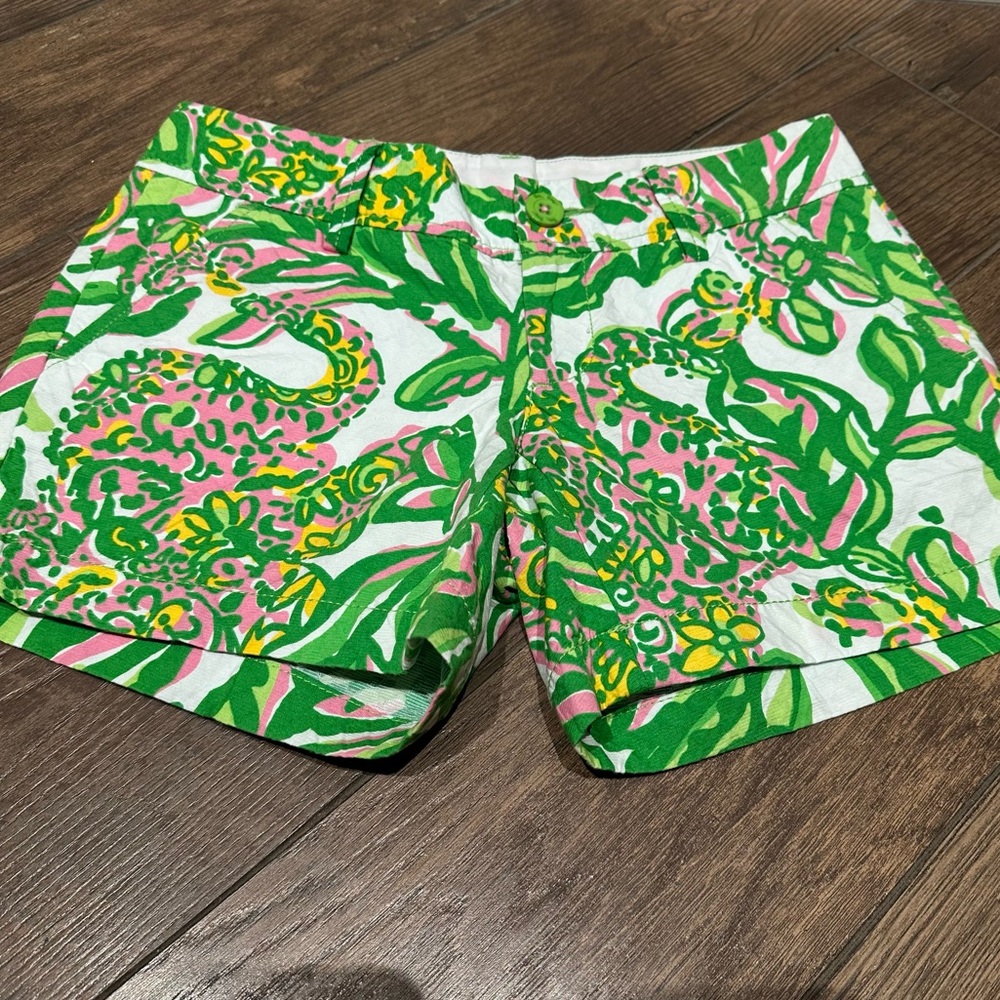 Lilly Pulitzer Green/Pink Callahan Shorts Size‎ 00